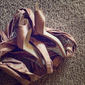Brian Atwood Swarovski crystal and satin heels